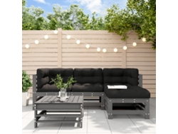 5pcs Conjunto Lounge Jardim Com Almofadões Madeira Maciça Cinza Dkd Decoración Del Hogar