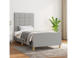 Estructura De Cama Sin Colchón Tela Gris Claro 90x190 Cm