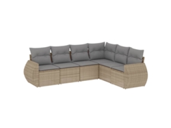 Conjunto de 6 sofás de jardín con cojines de mimbre beige MAISON EXCLUSIVE (80x200 cm)