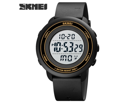 Relojes LED deportivos digitales para hombre Cronómetro resistente al agua Relojes de pulsera con alarma luminosa-Máquina blanca dorada LUUCOZK