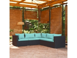 Conjunto de jardín de 5 piezas DKD Home Decor con cojines de mimbre negros