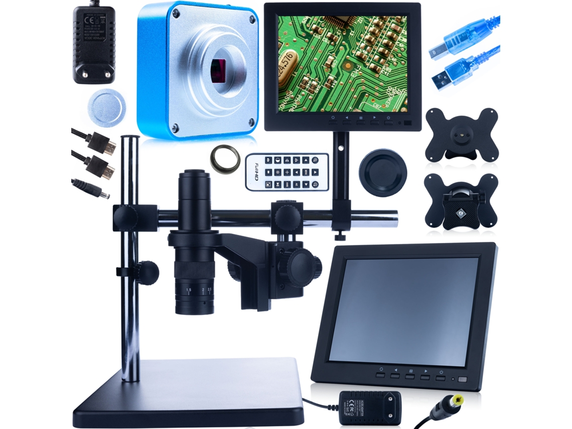 Microscopio digital Earth Pro Mcep-0.5x-pzrr – Zoom de 7x a 45x | Pantalla de 8 pulgadas | Electrónica, Biología