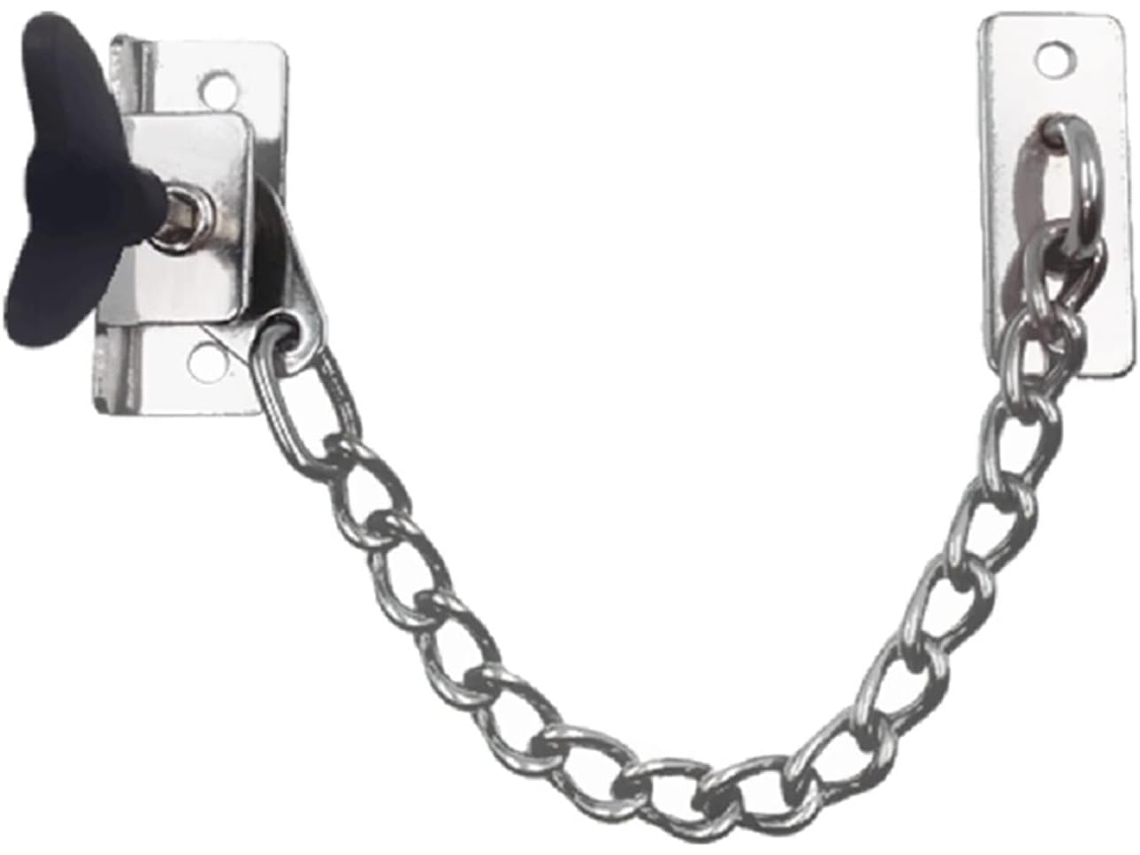 Cadena De Puerta Acero Inoxidable Cerradura Para Cerrojo Plata Y Negro (plata), Seguridad, Latón