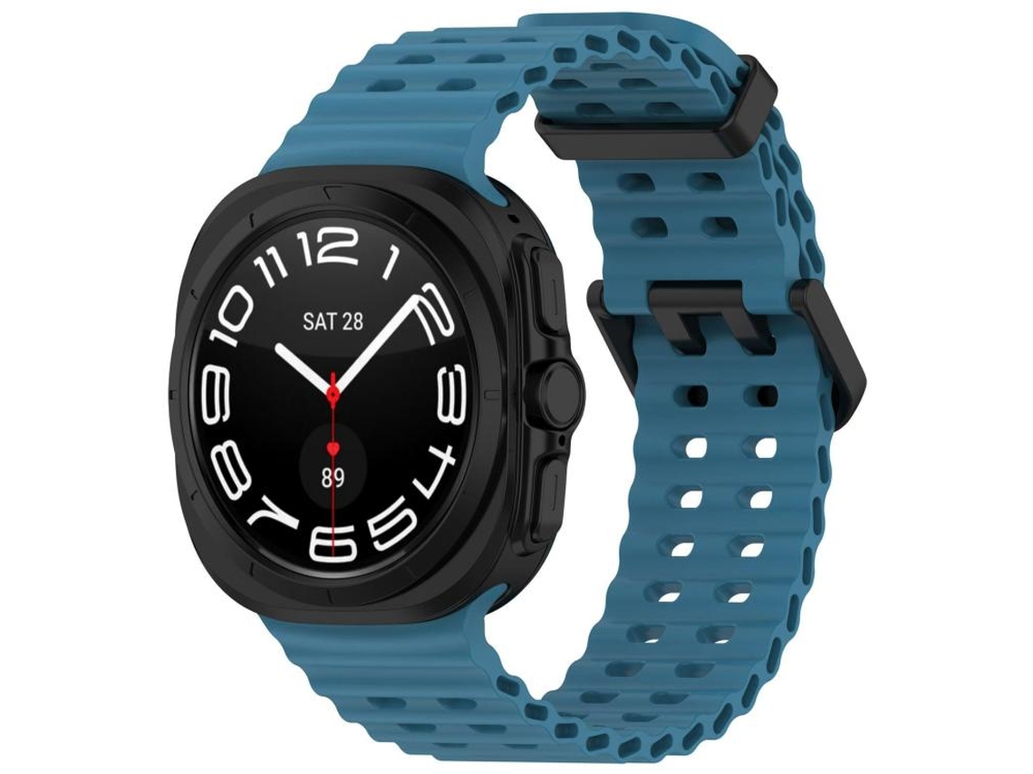 Pulsera de silicona con diseño de agujeros oceánicos para Samsung Galaxy Watch Ultra - Doble cierre y agujeros (47 mm) - Azul roca