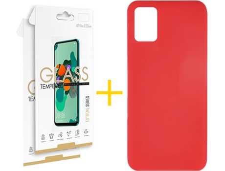 Kit Funda + 2 Protectores de Pantalla Samsung Galaxy A51 SKYHE Silicona Líquida (Rojo)