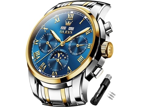 VEANXIN Reloj mecánico automático para hombre Calendario luminoso multifuncional resistente al agua(azul)