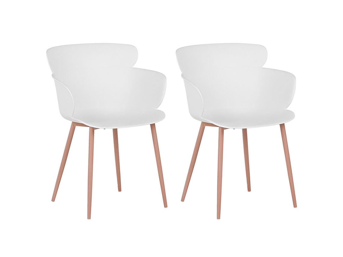 Conjunto de 2 cadeiras de jantar de estilo escandinavo BELIANI Sumkley de Material sintético Branco 61x54x82