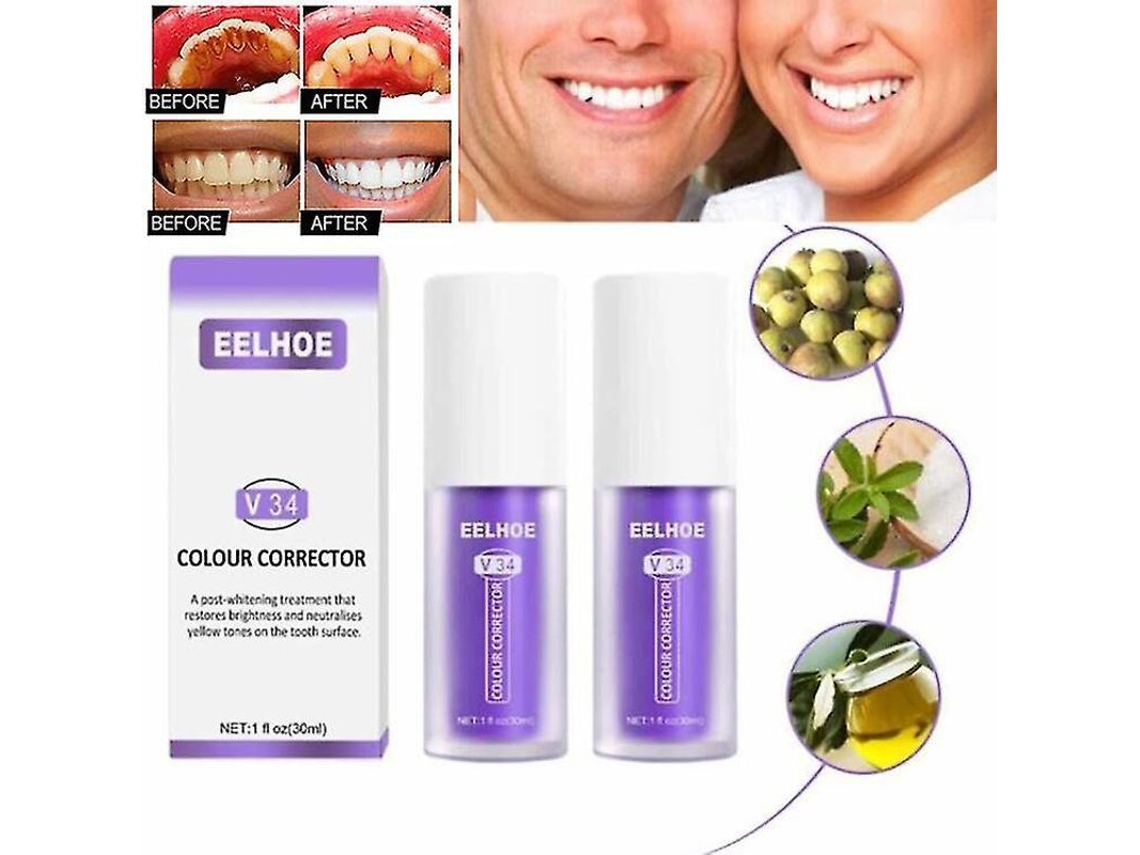 Paquete De 2 Pastas Dentales Blanqueadoras V34. Reduce El Amarilleamiento, Limpia Y Cuida El Esmalte.
