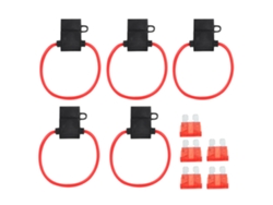 Portafusibles En Línea De 5 Piezas Con 5 Fusibles De Cuchilla Atc/ato De 10 A Para Coche, Barco, Autocaravana - Negro