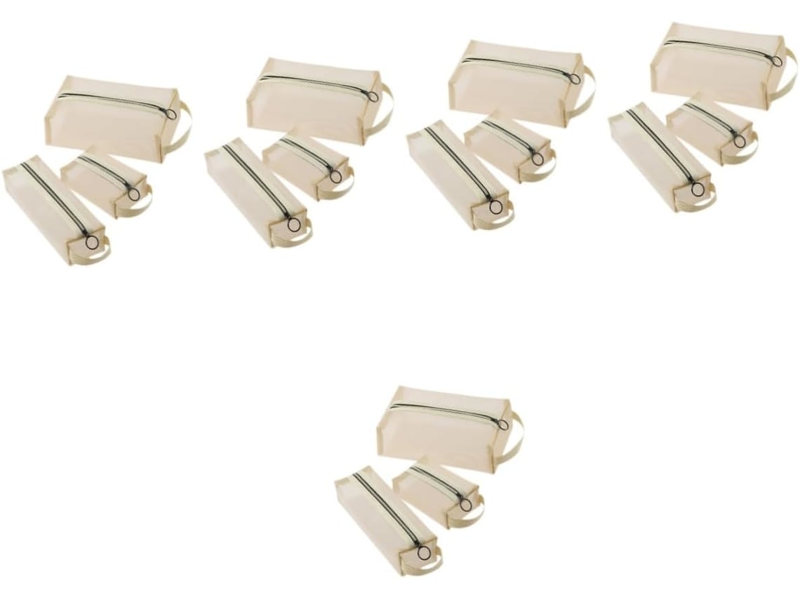 Conjunto De 5 Peças De Nécessaire De Malha Respirável, Portátil E Transparente Para Guardar Cosméticos.