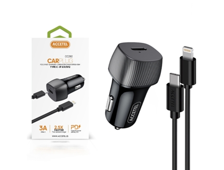 Cargador ACCETEL iPhone 13 Mini (Lightning - Negro)