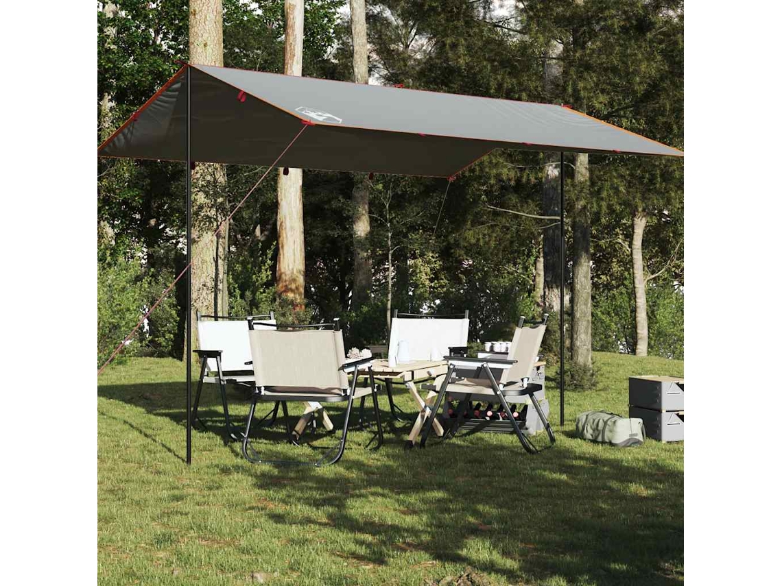 Lona De Camping Impermeable Gris Y Naranja 400x294 Cm