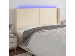 Cabecero Con Led De Tela Color Crema 183x16x118/128 Cm