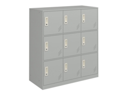 Casillero Metálico Rautavaara 9 puertas con cerradura acero 100x90x40cm - Gris pálido [EN.CASA]