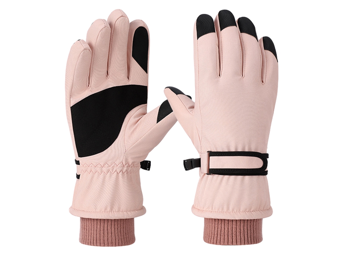 NEVEANCE Guantes de esquí unisex rosa y gris, impermeables y cálidos para invierno, montañismo y senderismo