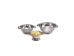 Conjunto De Coadores Relaxdays, 3 Coadores Para Massas, Ø 15 Cm, 20 Cm E 25 Cm, Aço Inoxidável, Com Pegas, Prateado