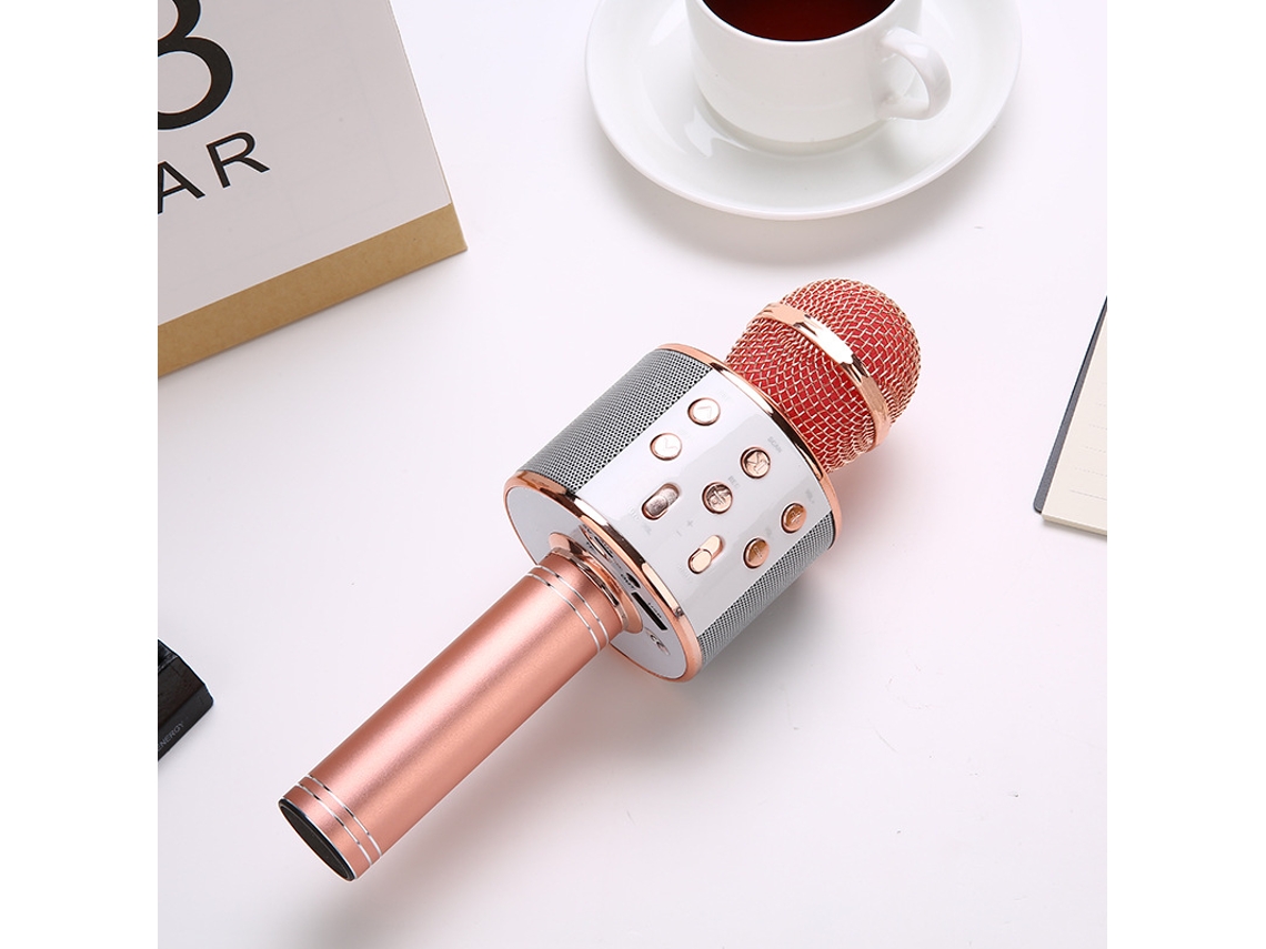 Ws88 Micrófono Portátil de Karaoke VEANXIN Inalámbrico con Altavoz USB para Niños Rosa