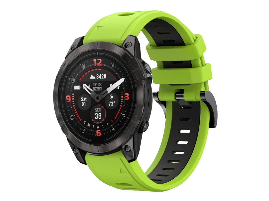 Bracelete Para Garmin Epix Pro (47mm) - Silicone Esportivo - Duas Cores (22mm) Lime + Black