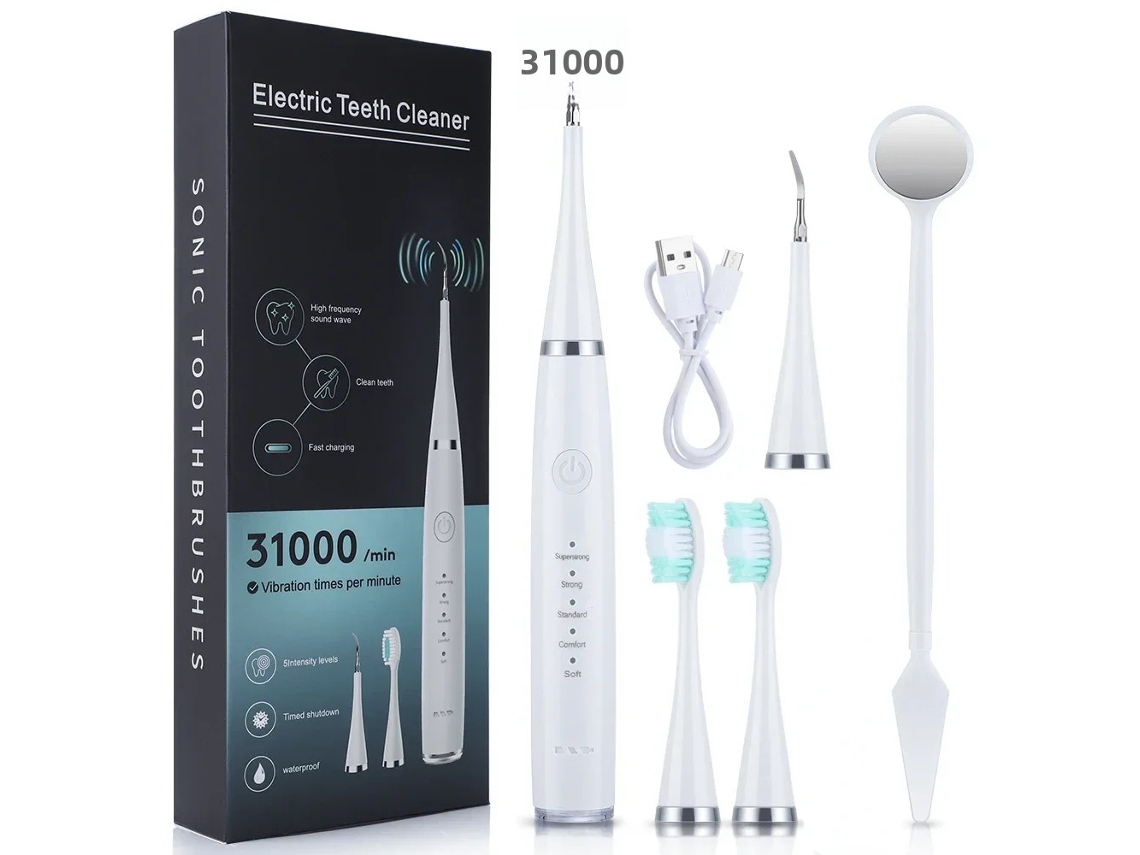 (blanco) Kit De Blanqueamiento Dental Y Eliminación De Placa, Cepillo De Dientes Eléctrico Y Herramientas De Limpieza (un Juego)