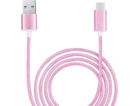 Cable Tipo Trançado Metro Transferência Rápida Dados Carga para Samsung Galaxy A52/A52 5G PH26 Nylon Rosa