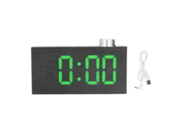 2026 Store-despertador Digital Led Mesa Usb Reloj Electrónico Con Termómetro Y Textura De Madera Imitada Verde