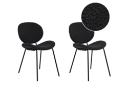 Conjunto de 2 cadeiras de refeição estilo retro BELIANI Luana de Bouclé Preto 50x52x80