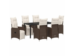Conjunto de Jantar para Jardim 7 Pcs Castanho Vime Pe MAISON EXCLUSIVE