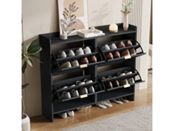 Zapatero moderno MOBRIO 4 compartimentos, estante libre, estantes abiertos negro (110x90x24 cm)