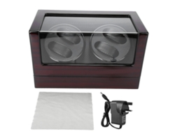 Caja giratoria automática para 4 relojes, con expositor y almacenamiento, roja/negra