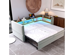 Sofá Cama Individual Tapizada Multifuncional Gutent Madera Gris (180x190cm)