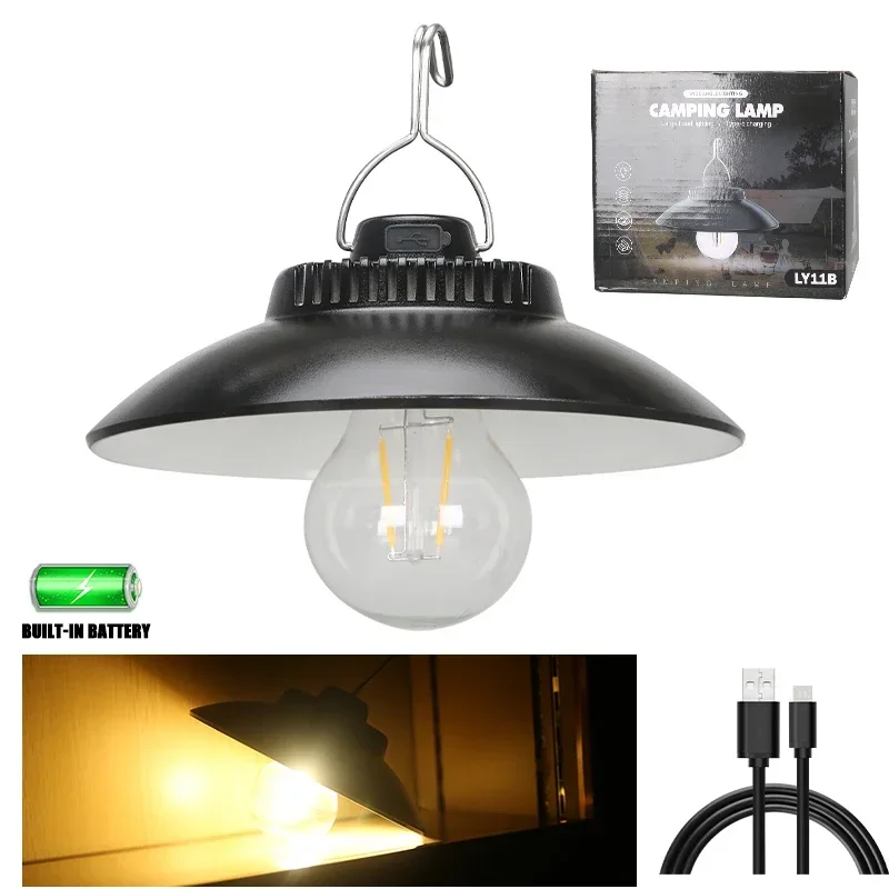 Lámpara LED retro para acampar, portátil, 3 modos, impermeable, recargable por USB, para tienda de campaña. Aeuzwr