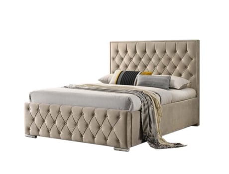 Cama matrimonio Magallan 135cm Beige Colchón básico 18cm SALDOSYSTOCKS