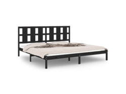 Maison Exclusive - Estructura De Cama De Madera Maciza De Pino Negra 200x200 Cm