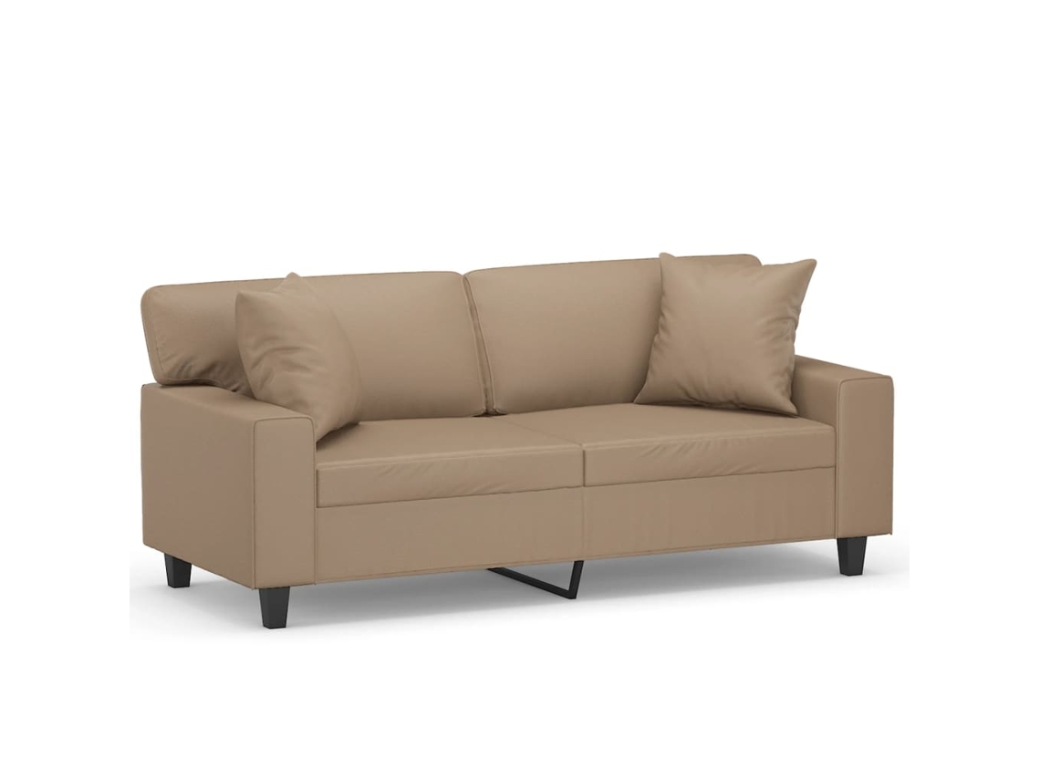 Maison Exclusive - Sofá De 2 Plazas Con Cojines Cuero Sintético Capuchino 140 Cm