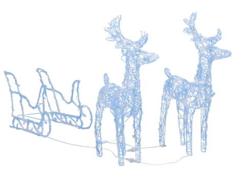 vidaXL Reno y trineo adorno navideño 160 LEDs acrílico 130 cm