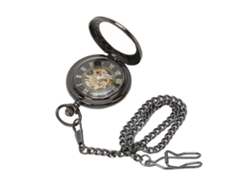 Reloj De Bolsillo Mecánico Antiguo De Doble Caja Con Cuerda Manual Y Cadena Esqueletizada.