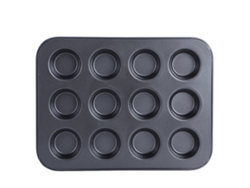 VYLARA Forma Para Muffins, Forma Antiaderente Para Muffins De 12 Xícaras Com Distribuição Uniforme De Calor, Assadeira De Aço Carbono Para Resultados Uniform
