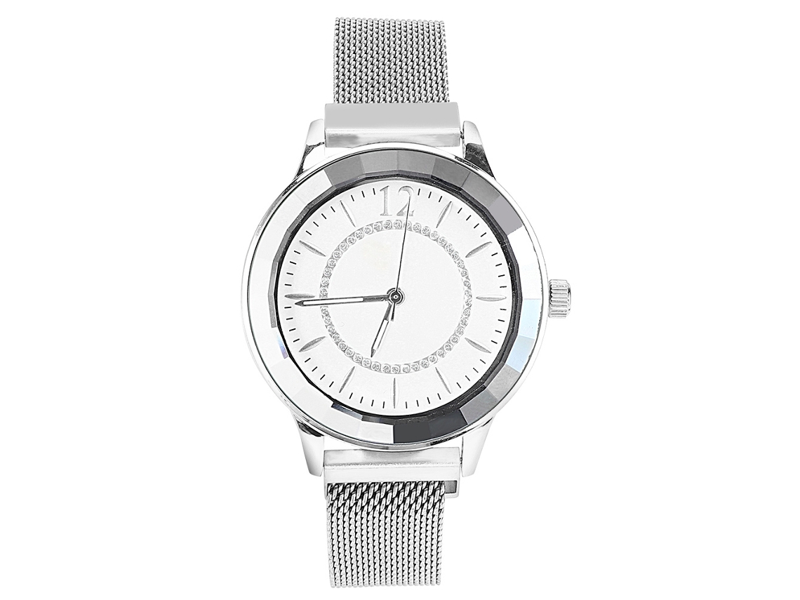 Reloj De Moda Para Mujer Con Brazalete Y Manecillas De Acero Inoxidable Con Luz Nocturna, Color Blanco.