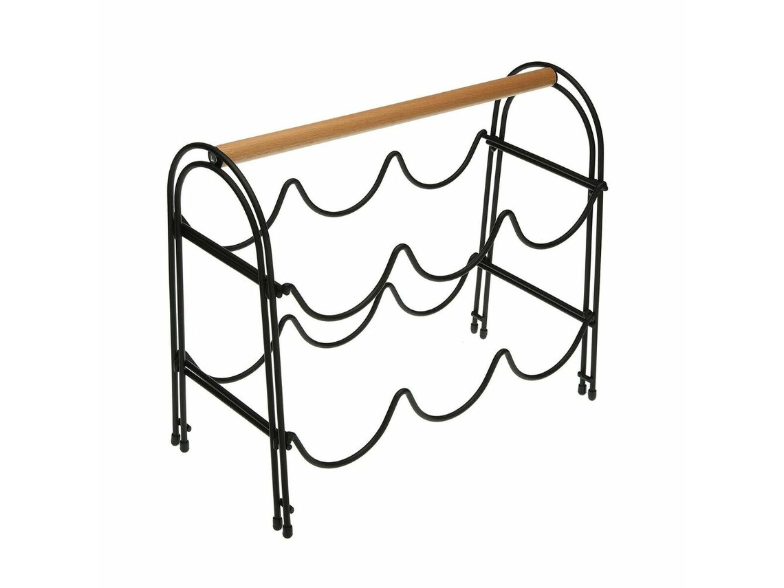 Botellero Versa Metal Madera Acero (14 X 27,5 X 32,7 Cm)
