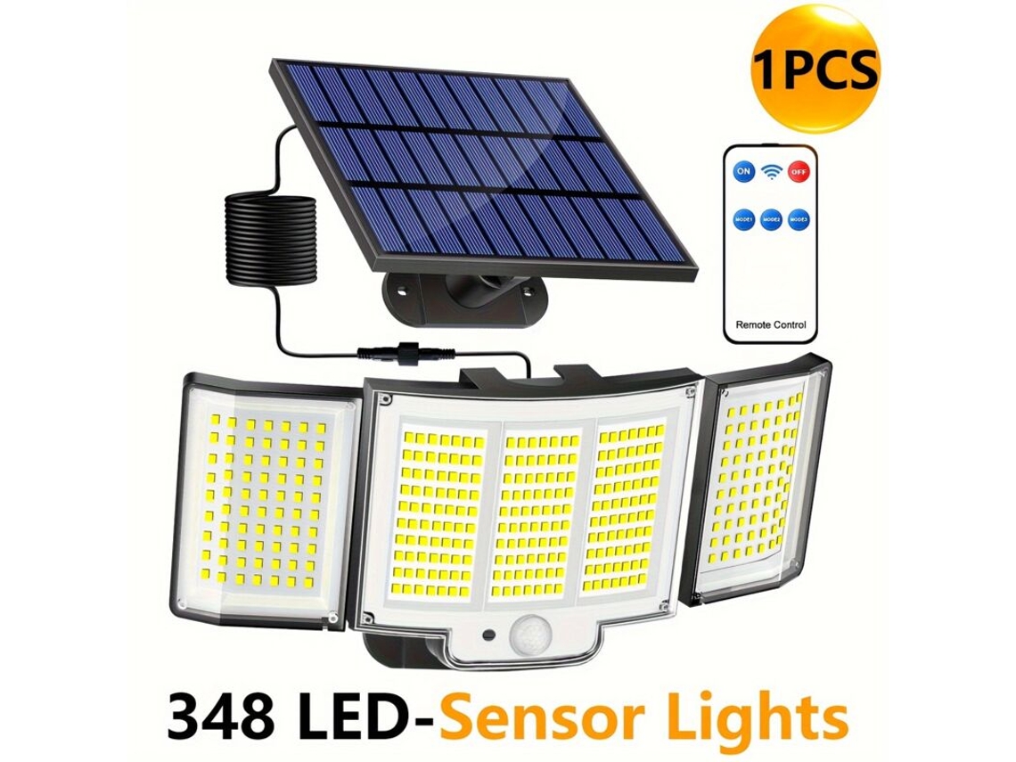 Lámpara Solar De Exterior Con Sensor De Movimiento, 3 Modos/348 Led