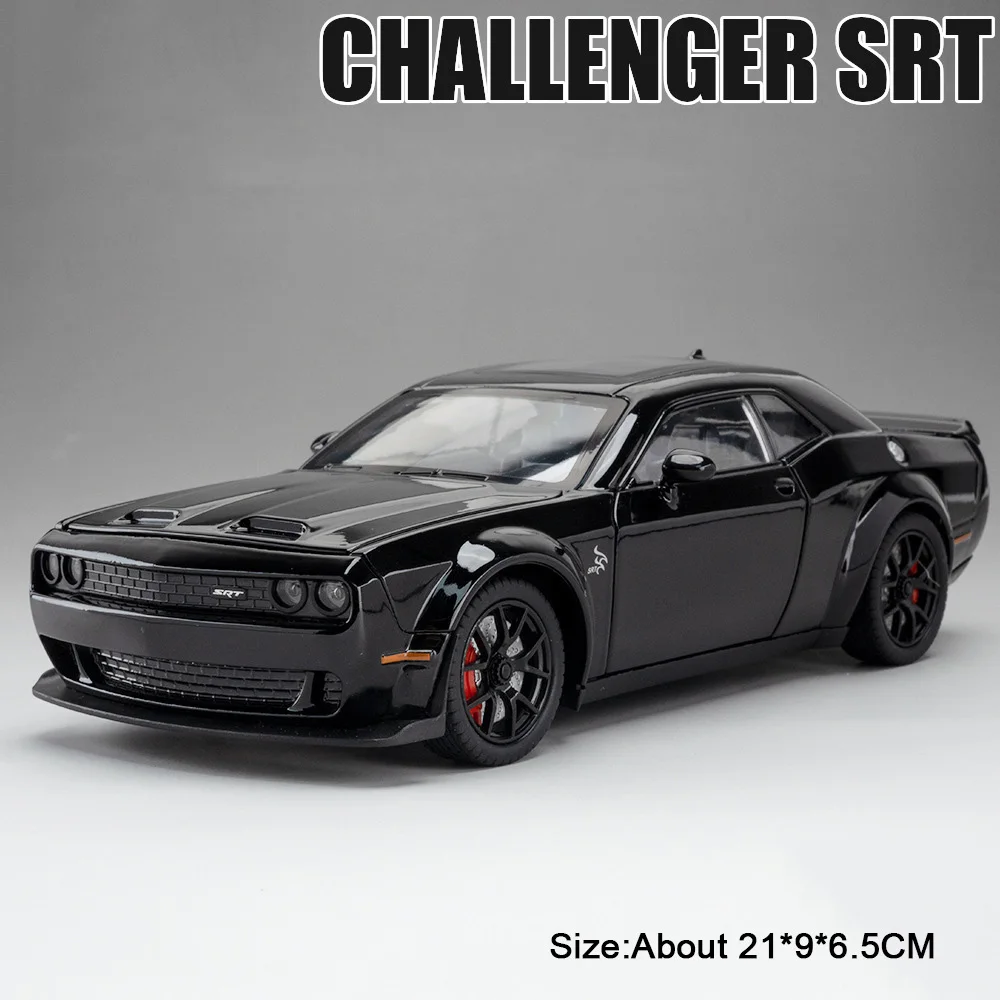 (Hellcat Negro) Escala 1:24 - Coche deportivo en miniatura de aleación de metal - Sonido y luz