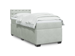 Cama Box Spring Con Colchón Terciopelo Gris Claro 80x200 Cm