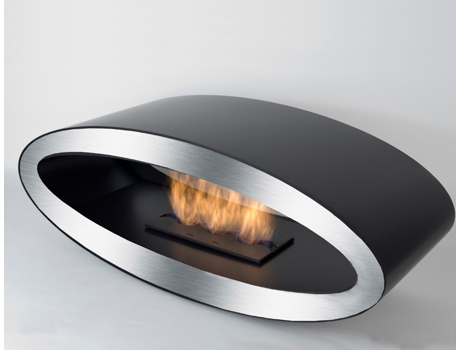 Chimenea de bioetanol independiente de pie MERU 115 Negro/Acero inoxidable OUTINFIRE