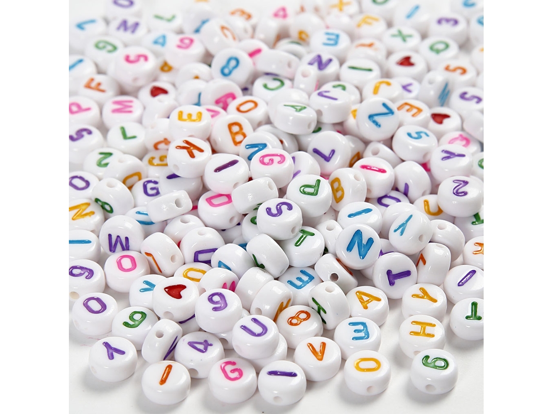 Juego de cuentas de letras de plástico de Creativ Company, 7 mm, multicolor, 200 g