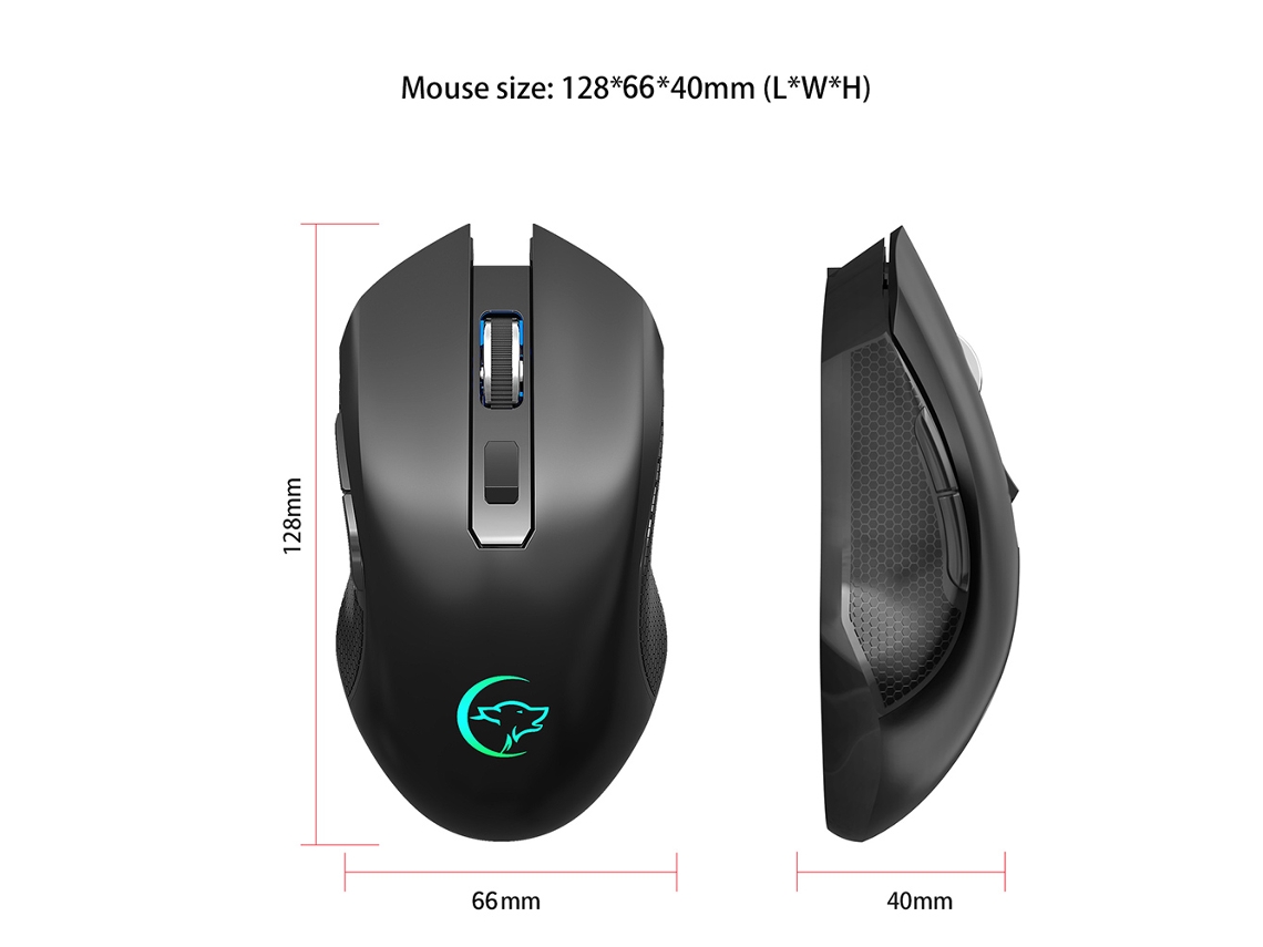 Ywyt G851 Ratón Óptico Ergonómico Inalámbrico Recargable Silencioso De 2.4ghz Con Luz Colorida