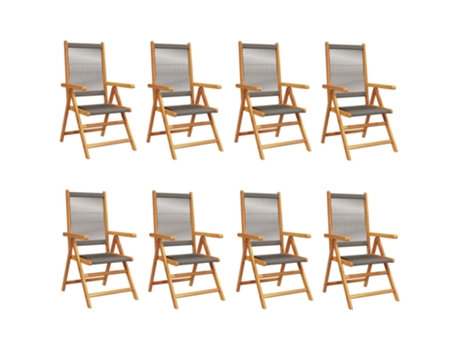 Conjunto 8 Silla De Jardín VIDAXL Gris Madera