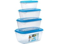 Conjunto De 4 Recipientes Rectangulares Giostyle Plástico Resina Blanco