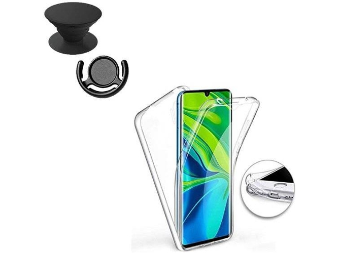 Kit Funda y Soporte PopSocket Xiaomi Mi Note 10 Lite 3x1 360º Impact Protection Negro
