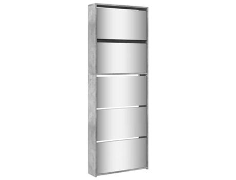 Mueble zapatero y espejo 5 niveles gris hormigón VIDAXL (63 x 17 x 169.5 cm)