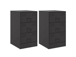 Juego de mesita de noche de dos piezas, 34,5x39x62 cm, acero negro, EXCLUSIVA MAISON